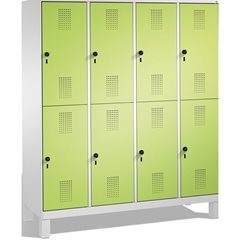 EVOLO Garderobenschrank, doppelstöckig, mit Füßen, 4 Abteile, je 2 Fächer, Abtei