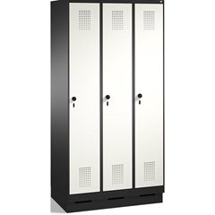 EVOLO Garderobenschrank, mit Sockel, 3 Abteile, Abteilbreite 300 mm, schwarzgrau