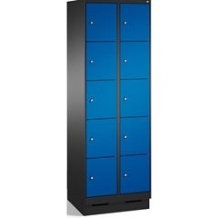 EVOLO Fächerschrank, mit Sockel, 2 Abteile, je 5 Fächer, Abteilbreite 300 mm, sc