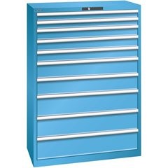 Schubladenschrank, 10 Schubladen, BxTxH 1023 x 725 x 1000 mm, grau metallic / lichtgrau.