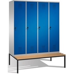 EVOLO Garderobenschrank, mit Sitzbank, 4 Abteile, Abteilbreite 400 mm, weißalumi