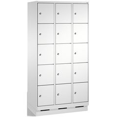 EVOLO Fächerschrank, mit Sockel, 3 Abteile, je 5 Fächer, Abteilbreite 300 mm, li