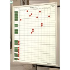 An- und Abwesenheitsplaner, BxH 450 x 600 mm, für 30 Mitarbeiter.