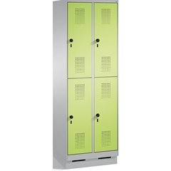EVOLO Garderobenschrank, doppelstöckig, mit Sockel, 2 Abteile, je 2 Fächer, Abte