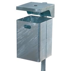 Abfallbehälter für außen, feuerverzinkt, Volumen 50 l, BxHxT 310 x 685 x 360 mm, Ascher integriert.
