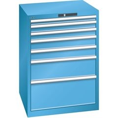 Schubladenschrank, 7 Schubladen, BxTxH 717 x 725 x 1000 mm, grau metallic / lichtgrau.