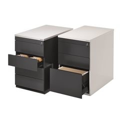 Schubladencontainer, HxT 720 x 800 mm, 4 Schubladen, reinweiß / weißaluminium / Ahorn.