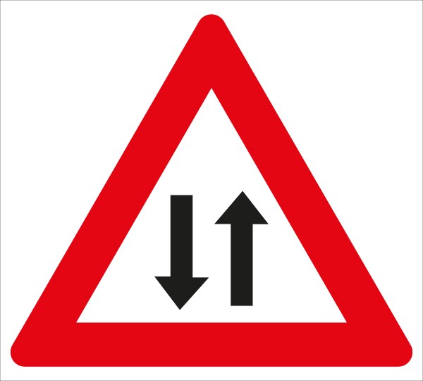 §50/14 Achtung Gegenverkehr | flaches Verkehrszeichen