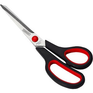 Schere Softgrip, ergon. Griff, Kst., schwarz/rot, L: 20,2cm