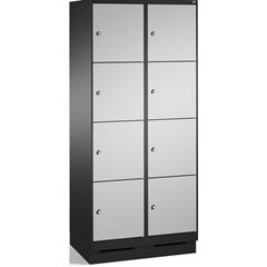 EVOLO Fächerschrank, mit Sockel, 2 Abteile, je 4 Fächer, Abteilbreite 400 mm, sc