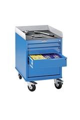 Montagehilfswagen, pulverbeschichtet, mit Schubladenschrank, LxBxH 765 x 570 x 830 mm.