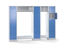 Schließfachgarderoben-System, 15 Fächer außen / Mitte, 15 Kleiderbügel, Gesamtbr