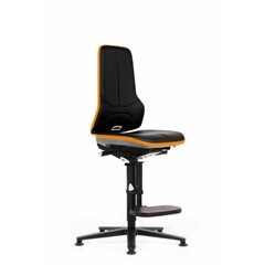 NEON Arbeitsdrehstuhl, Gleiter, Aufstiegshilfe, Synchronmechanik, Kunstleder, Flexband orange.