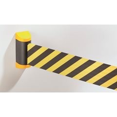 Gurtabsperrung, Kunststoffkassette gelb, Gurtfarbe Gelb / Schwarz.