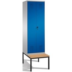 EVOLO Garderobenschrank, zueinander schlagende Türen, mit Sitzbank, 2 Abteile, A