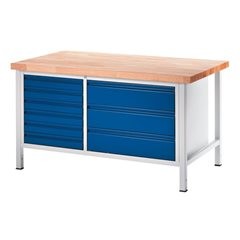 Werkbank, Gestellbauweise, 6 Schubladen Größe L, 3 Schubladen Größe XL, Tiefe 700 mm, Breite 1500 mm