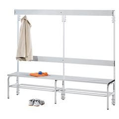 Umkleidebank mit Aluminiumleisten, HxT 1650 x 375 mm, einseitig, Länge 2000 mm, 6 Haken, anthrazit.