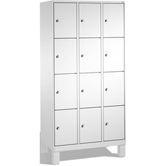 EVOLO Fächerschrank, mit Füßen, 3 Abteile, je 4 Fächer, Abteilbreite 300 mm, lic