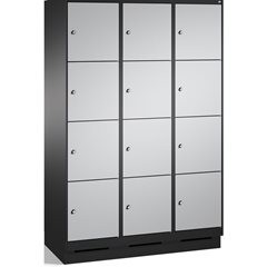 EVOLO Fächerschrank, mit Sockel, 3 Abteile, je 4 Fächer, Abteilbreite 400 mm, sc