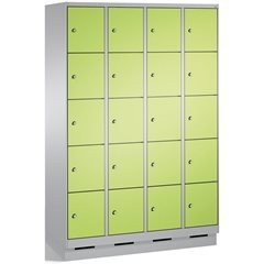 EVOLO Fächerschrank, mit Sockel, 4 Abteile, je 5 Fächer, Abteilbreite 300 mm, we