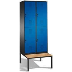 EVOLO Garderobenschrank, doppelstöckig, mit Sitzbank, 2 Abteile, je 2 Fächer, Ab