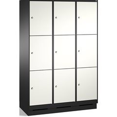 EVOLO Fächerschrank, mit Sockel, 3 Abteile, je 3 Fächer, Abteilbreite 400 mm, sc