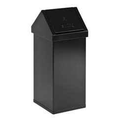 Abfallbehälter, Aluminium, mit Schwingdeckel, Volumen 55 l, BxHxT 300 x 770 x 300 mm, schwarz.