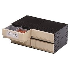 Schubladenmagazin aus Polystyrol, HxBxT 202 x 482 x 344,5 mm, 4 Schubladen, grau.