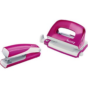 Locher/Heftgerät NeXXt WOW Mini, mechanisch, pink
