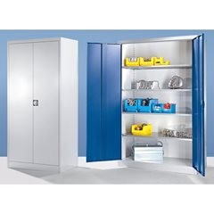 Schwerlast-Flügeltürschrank, HxB 1950 x 600 mm, Tiefe 600 mm, lichtgrau.