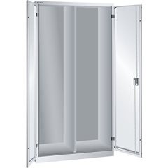 Flügeltürenschrank, HxBxT 1950 x 1000 x 580 mm, Leergehäuse mit Trennwand, lichtgrau.