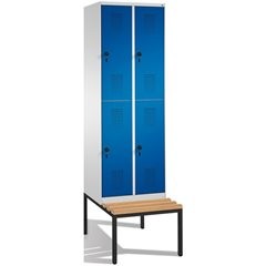EVOLO Garderobenschrank, doppelstöckig, mit Sitzbank, 2 Abteile, je 2 Fächer, Ab