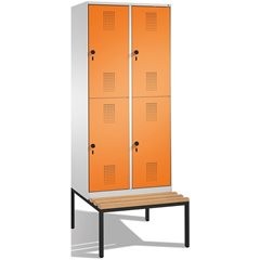 EVOLO Garderobenschrank, doppelstöckig, mit Sitzbank, 2 Abteile, je 2 Fächer, Ab