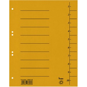 Trennblatt Intensiv, Karton, 210 g/m², 1-10, A4, gelb