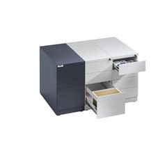 Standcontainer, Stahl, 1 Stiftschale, 2 Materialschübe, 1 Hängeregistratur, lichtgrau.