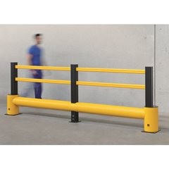 Rammschutzgeländer FLEX IMPACT®, Pfostenhöhe 1150 mm, Gesamtbreite 3450 mm.