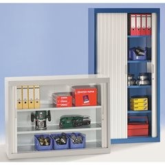 Rollladenschrank, HxBxT 1040 x 1400 x 440 mm, Korpus enzianblau.