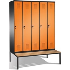 EVOLO Garderobenschrank, mit Sitzbank, 5 Abteile, Abteilbreite 300 mm, schwarzgr