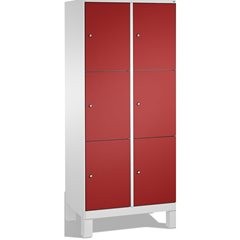EVOLO Fächerschrank, mit Füßen, 2 Abteile, je 3 Fächer, Abteilbreite 400 mm, lic