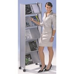 Design-Prospektständer, für 10 x DIN A4, silber / silber.