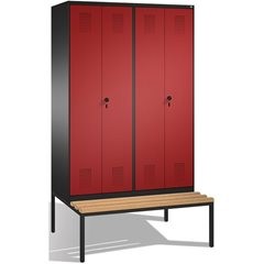 EVOLO Garderobenschrank, zueinander schlagende Türen, mit Sitzbank, 4 Abteile, A
