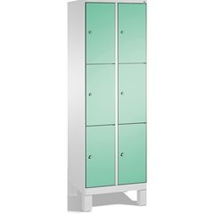 EVOLO Fächerschrank, mit Füßen, 2 Abteile, je 3 Fächer, Abteilbreite 300 mm, lic