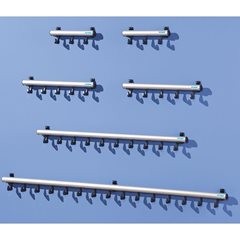 Wandgarderobenleiste, HxT 80 x 80 mm, 10 Haken, Breite 1000 mm, VE 1 Stk.
