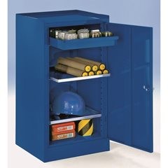 Werkzeugschrank, mit 1 Schublade, 2 Fachböden, Höhenverstellraster 40 mm, lichtgrau RAL 7035.