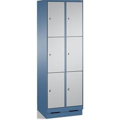 EVOLO Fächerschrank, mit Sockel, 2 Abteile, je 3 Fächer, Abteilbreite 300 mm, fe
