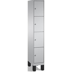 EVOLO Fächerschrank, mit Füßen, 1 Abteil, 4 Fächer, Abteilbreite 300 mm, weißalu