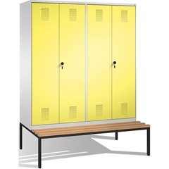 EVOLO Garderobenschrank, zueinander schlagende Türen, mit Sitzbank, 4 Abteile, A