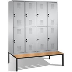 EVOLO Garderobenschrank, doppelstöckig, mit Sitzbank, 4 Abteile, je 2 Fächer, Ab