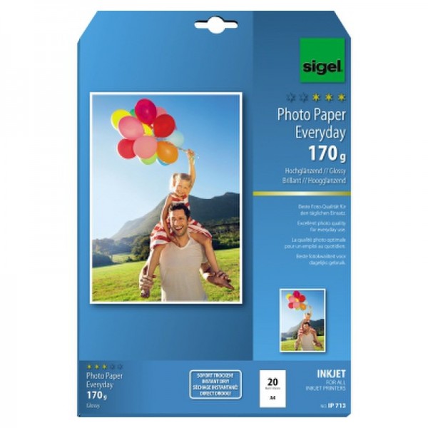 Sigel Fotopapier Everyday-plus IP713 DIN A4 170g weiß 20 Bl./Pack.
