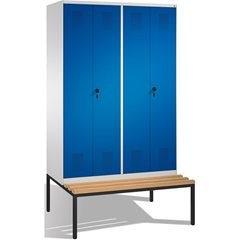EVOLO Garderobenschrank, zueinander schlagende Türen, mit Sitzbank, 4 Abteile, A